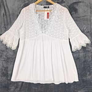 Womens Top 16 Boho Crochet‎ Cottagecore Babydoll Gauzy Fairy Angel Feminine NWT